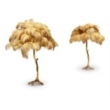A PAIR OF GILT RESIN AND OSTRICH FEATHER TABLE LAMPS, BY A MODERN GRAND TOUR