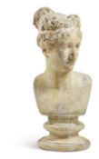 A PAINTED PLASTER BUST OF PAOLINA BORGHESE AFTER ANTONIO CANOVA (1757-1822)