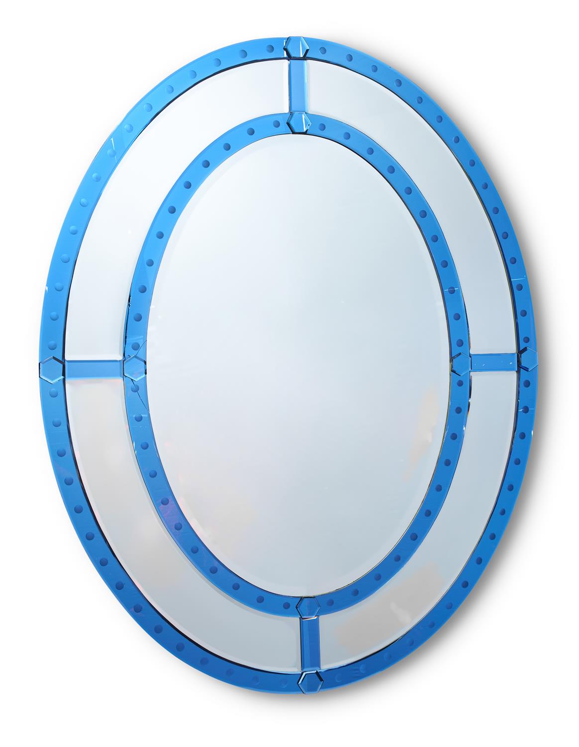 A PAIR OF BLUE AND CLEAR GLASS VENETIAN MARGINAL WALL MIRRORS, BY A MODERN GRAND TOUR - Bild 2 aus 2