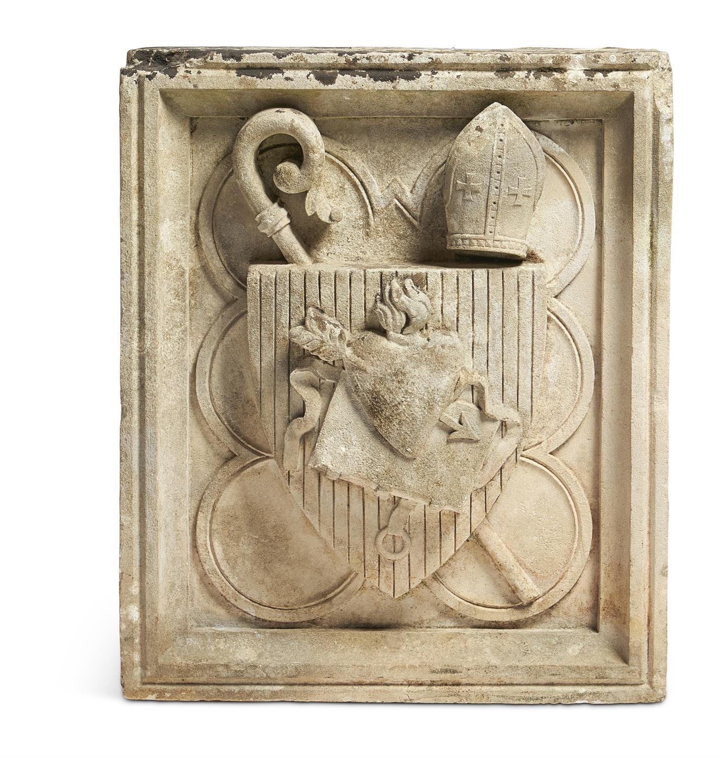 A CONTINENTAL SCULPTED LIMESTONE ARMORIAL RELIEF, 19TH CENTURY