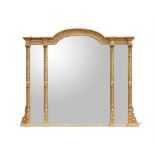 A VICTORIAN CARVED GILTWOOD AND COMPOSITION OVERMANTEL WALL MIRROR, CIRCA 1870