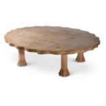 AN OAK AND BURR OAK SHAPED CIRCULAR COFFEE TABLE, BY JOHN MAKEPEACE