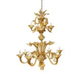 A MURANO AMBER GLASS ELEVEN LIGHT CHANDELIER