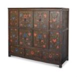 A TIBETAN POLYCHROME PAINTED SOFTWOOD CHEST