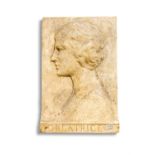 A VICTORIAN PLASTER CAST OF A PORTRAIT RELIEF OF BEATRICE, AFTER EDOUARD LANTERI (1848-1917)