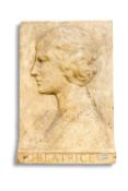 A VICTORIAN PLASTER CAST OF A PORTRAIT RELIEF OF BEATRICE, AFTER EDOUARD LANTERI (1848-1917)