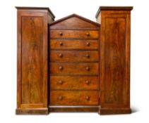 A VICTORIAN MAHOGANY COMPACTUM WARDROBE, CIRCA 1850