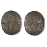 TWO CAST IRON SHIELDS IN MEDIEVAL STYLE, LATE 19TH CENTURY