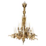 A VICTORIAN BRASS GOTHIC REVIVAL CHANDELIER, LATE HALF 19TH CENTURY