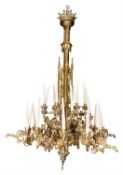 A VICTORIAN BRASS GOTHIC REVIVAL CHANDELIER, LATE HALF 19TH CENTURY