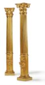 A PAIR OF CARVED AND GILTWOOD COLUMNS, EARLY 20TH CENTURY