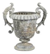 A LEAD GARDEN URN IN WILLIAM & MARY TASTE