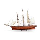 A VERY LARGE MODEL OF A THREE MASTED SHIP