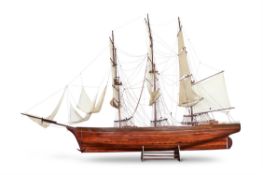 A VERY LARGE MODEL OF A THREE MASTED SHIP