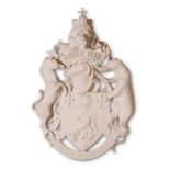 A PLASTER MOULDING OF THE AYNHOE PARK COAT OF ARMS, MODERN