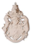 A PLASTER MOULDING OF THE AYNHOE PARK COAT OF ARMS, MODERN