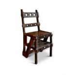A VICTORIAN STAINED WOOD METAMORPHIC LIBRARY CHAIR