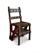 A VICTORIAN STAINED WOOD METAMORPHIC LIBRARY CHAIR