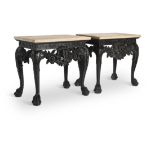 A PAIR OF GEORGE II STYLE CARVED MAHOGANY SMALL PIER TABLES