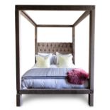 A CRUSHED VELVET CLAD FOUR-POSTER BED, MODERN