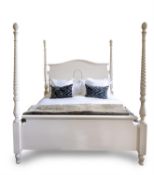 A CREAM PAINTED FOUR POSTER BED, 20TH CENTURY
