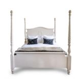 A CREAM PAINTED FOUR POSTER BED, 20TH CENTURY