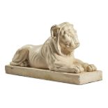 A PAINTED PLASTER MODEL OF A LION