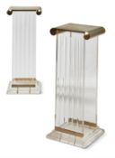 A PAIR OF PERSPEX AND GILT METAL COLUMNAR STANDS, SECOND HALF 20TH CENTURY