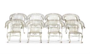 EIGHT VICTORIAN STYLE WIRE CHAIRS