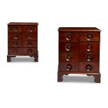 A PAIR OF MAHOGANY BEDSIDE CHESTS OF DRAWERS