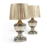 A PAIR OF ITALIAN OVERSIZED ALUMINIUM TABLE LAMPS