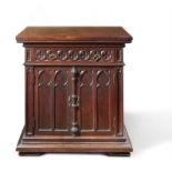 A LATE VICTORIAN GOTHIC REVIVAL MAHOGANY SIDE CABINET