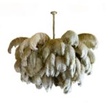 A RESIN AND OSTRICH FEATHER CEILING LIGHT, BY A MODERN GRAND TOUR