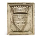 A CONTINENTAL SCULPTED LIMESTONE ARMORIAL RELIEF, 19TH CENTURY