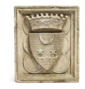 A CONTINENTAL SCULPTED LIMESTONE ARMORIAL RELIEF, 19TH CENTURY