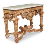 A GILTWOOD AND MARBLE TOPPED SIDE TABLE, LATE 19TH CENTURY