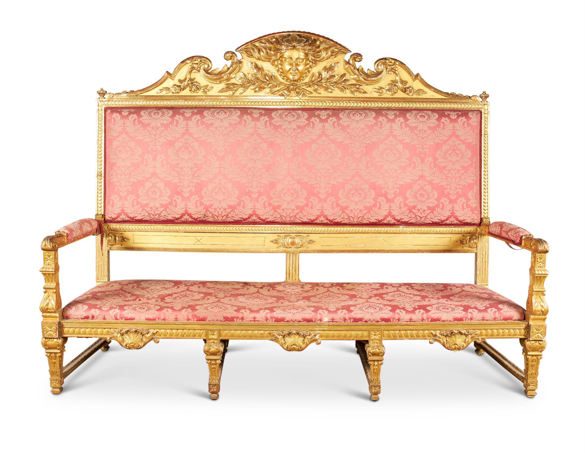 A CONTINENTAL GILTWOOD HALL CANAPE