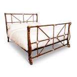 AN IRON STRAP BED, 20TH CENTURY