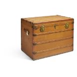 A FRENCH CANVAS AND WOODEN BOUND TRUNK, M. ANTHEAUME
