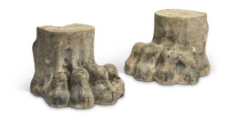 A PAIR OF REGENCY STONE LION PAWS, EARLY 19TH CENTURY