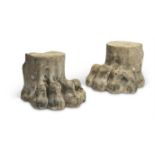 A PAIR OF REGENCY STONE LION PAWS, EARLY 19TH CENTURY