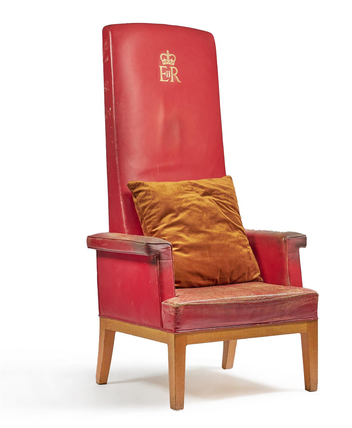 THE LIBRARY RED LEATHER HIGH BACK ARMCHAIR, THIRD QUARTER 20TH CENTURY - Image 3 of 3