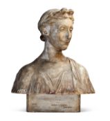 A FINE VICTORIAN PLASTER BUST OF A MAIDEN BY BRUCCIANI