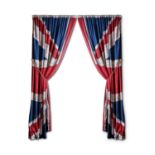 A PAIR OF LARGE UNION FLAG PATTERN CURTAINS