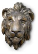 A BRONZED PLASTER LION MASK, MODERN