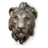 A BRONZED PLASTER LION MASK, MODERN