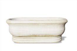 A SUBSTANTIAL CARVED WHITE MARBLE BATH OR BASIN