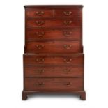 A GEORGE III MAHOGANY CHEST ON CHEST, CIRCA 1780