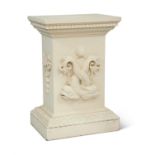 A WHITE PAINTED WOOD PEDESTAL