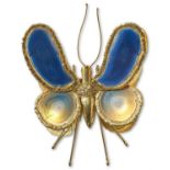 A GILT METAL AND COLOURED INSECT WALL LIGHT, 1970S